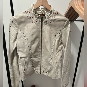 Vintage Distressed Studded Leather Jacket